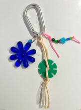 Load image into Gallery viewer, Olive Made - Flower Bag Charm - Blue/Green
