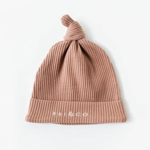 Rai & Co Baby Beanie Ribbed Knotted: Beige