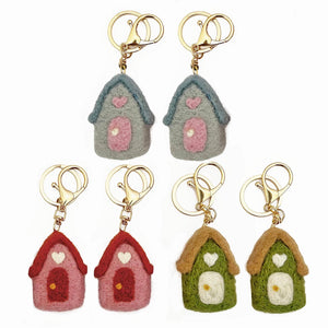 Felt House Keychain Charm