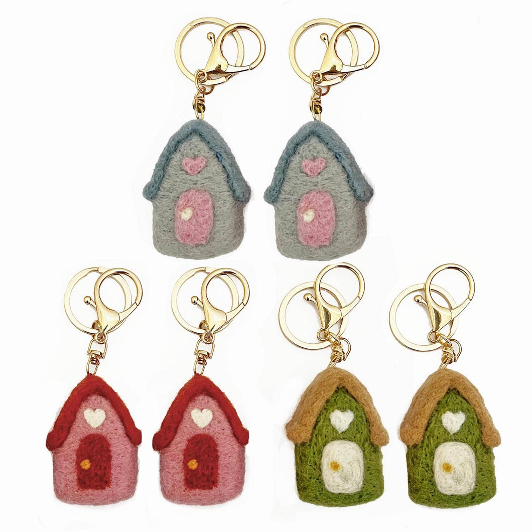 Felt House Keychain Charm