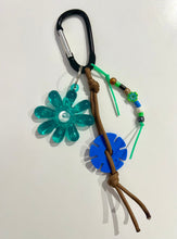 Load image into Gallery viewer, Olive Made - Flower Bag Charm - Green/Blue
