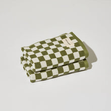Load image into Gallery viewer, Hand Towel in Green Olive Check
