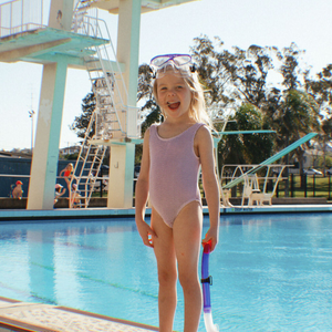 Golden Child - The Golden Girl  Children's Full Piece Swimsuit : Racer Red