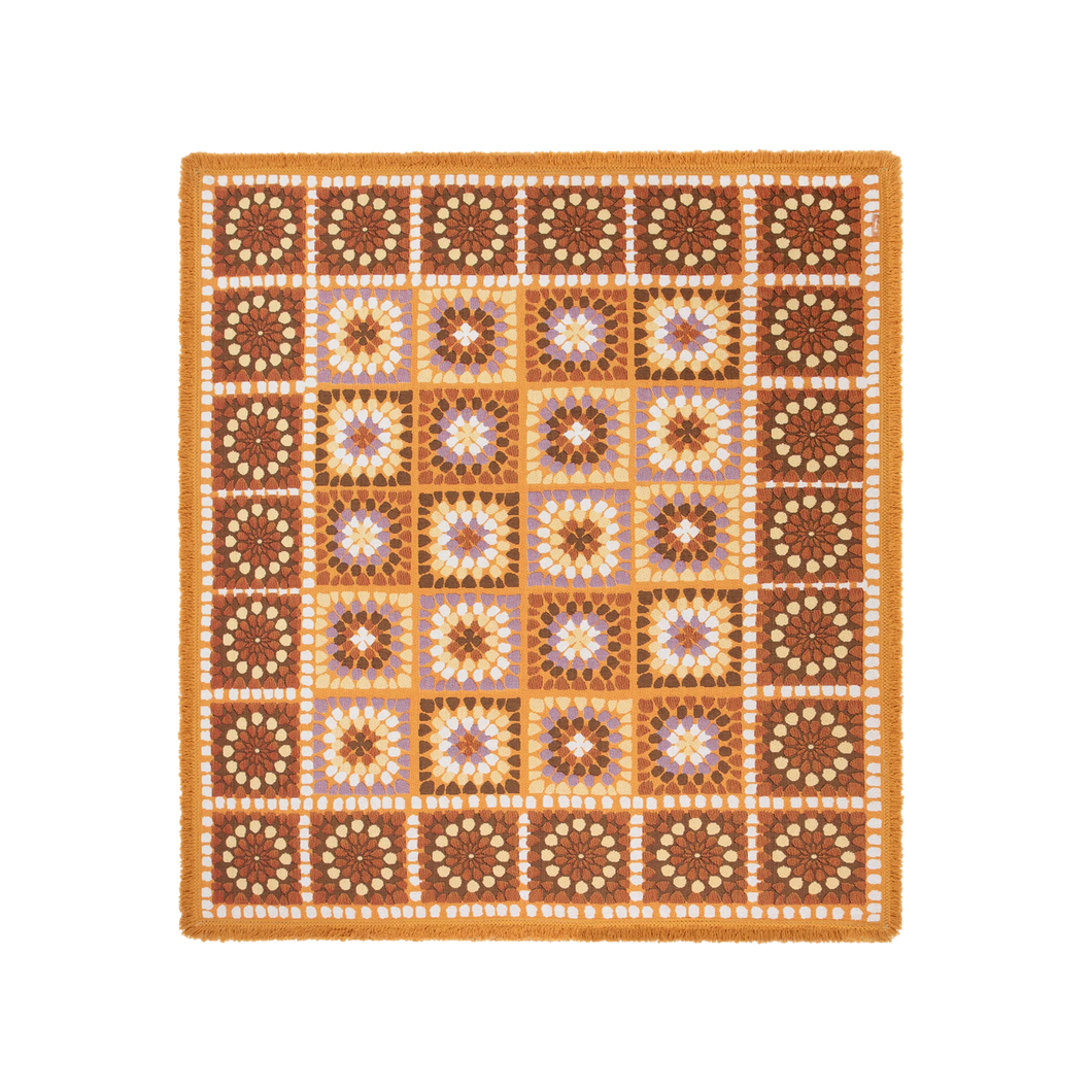 Wandering Folk - Granny Square Throw - Chai