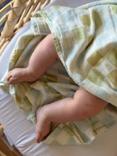 Load image into Gallery viewer, Coco + Len - Seafoam Patch Muslin Swaddle
