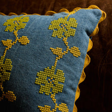Load image into Gallery viewer, Sage x Clare - Anneliese Reversible Denim Cushion - Peridot Feather Insert
