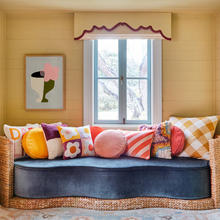 Load image into Gallery viewer, Castle - Yellow Velvet Penny Round Cushion
