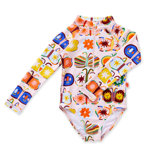 Load image into Gallery viewer, Halcyon Nights - Long Sleeve Zip Bather - Flutterby
