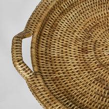 Load image into Gallery viewer, Paume Rattan Round Serving Tray With Handles - Natural
