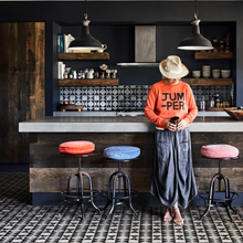 Load image into Gallery viewer, Castle - Dusty Blue Velvet Penny Round Cushion
