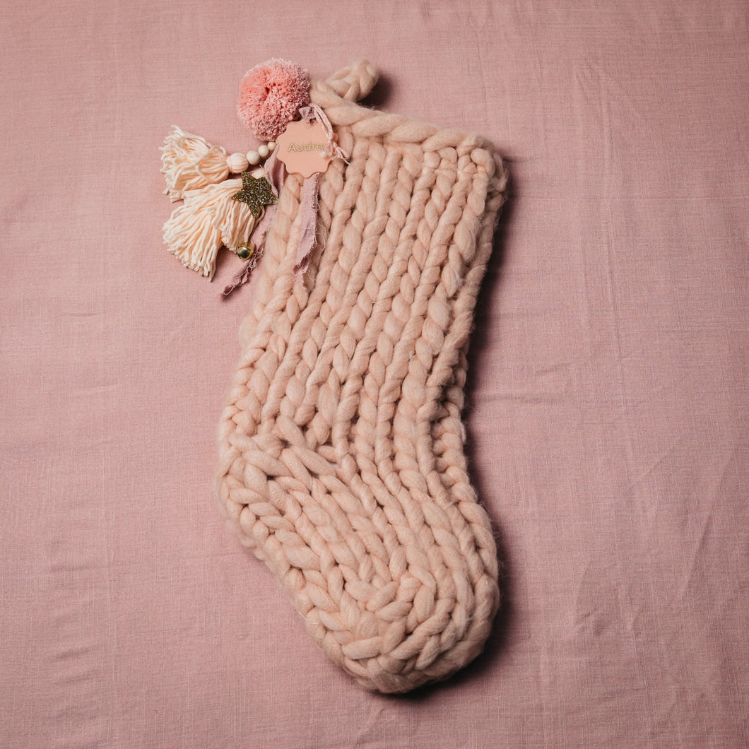 Hello Marla - Knitted Stocking - Peach Pink