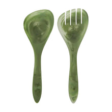 Load image into Gallery viewer, Idra Green Swirl Resin Salad Server Set
