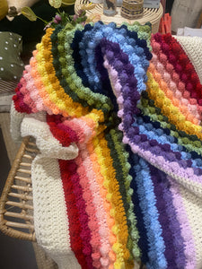 Nana Knit - Large Rainbow Bobble knit Blanket