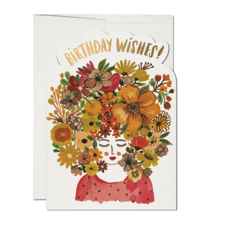 Foil Card - Floral Tresses 'Birthday Wishes!'