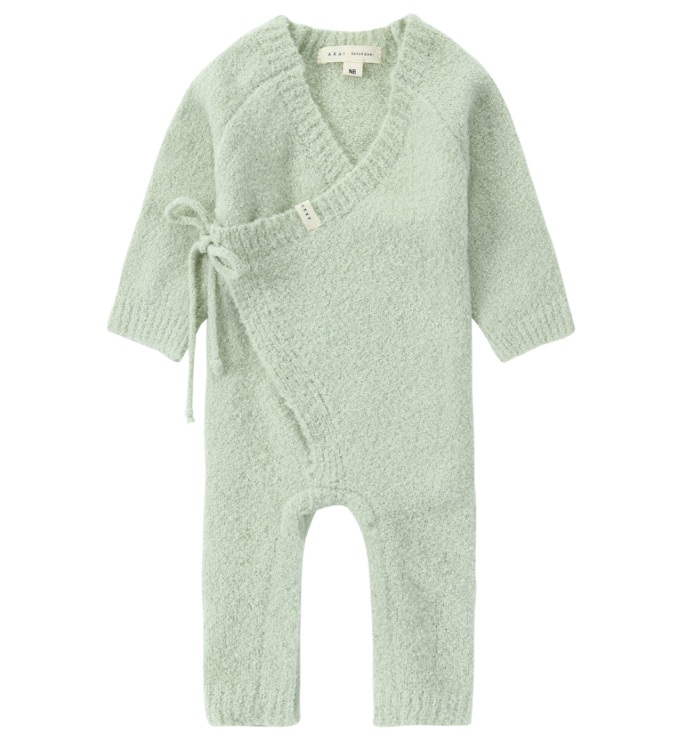 Susukoshi - Boucle Baby Kimono Overall Suit - Sage