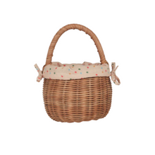 Load image into Gallery viewer, Olli Ella - Rattan Berry Basket with Lining - Gumdrop
