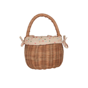 Olli Ella - Rattan Berry Basket with Lining - Gumdrop