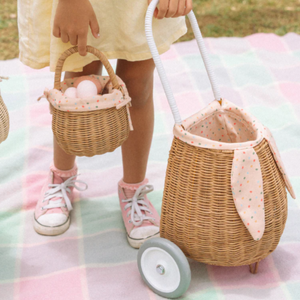 Olli Ella - Rattan Berry Basket with Lining - Gumdrop