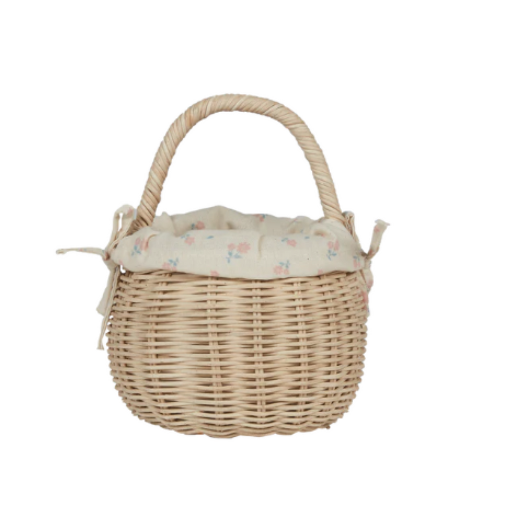 Olli Ella - Rattan Berry Basket with Lining - Pansy