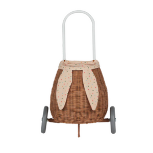 Olli Ella - Rattan Bunny Luggy with Lining - Gumdrop