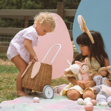 Load image into Gallery viewer, Olli Ella - Rattan Bunny Luggy with Lining - Gumdrop
