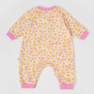 Goldie + Ace - Daisy Meadow Relaxed Terry Romper - Fairy Floss Golden