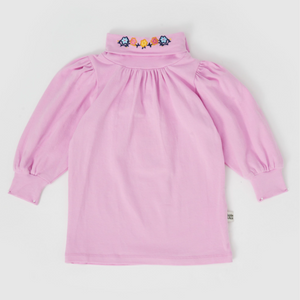 Goldie + Ace - Sofia Embroidered Puff Sleeve Skivvy - Fairy Floss