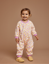 Load image into Gallery viewer, Goldie + Ace - Daisy Meadow Relaxed Terry Romper - Fairy Floss Golden
