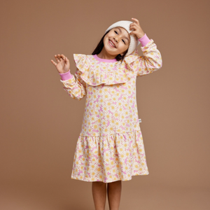 Goldie + Ace - Daisy Meadow Frill Yolk Dress - Fairy Floss Golden