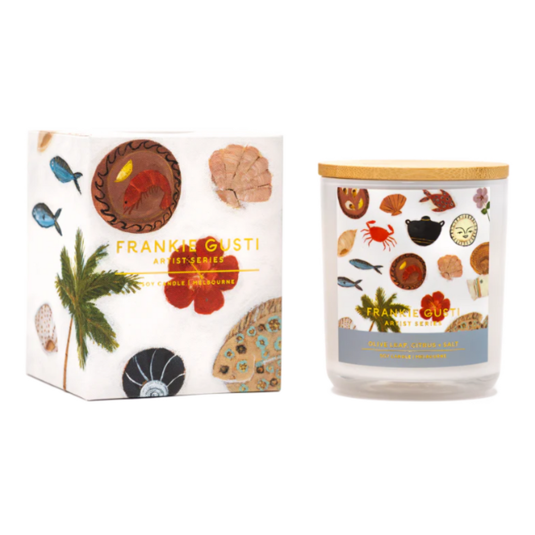 Frankie Gusti - Artist Series Candle |  Olive Leaf, Citrus + Salt | Gabrielle Diamantis