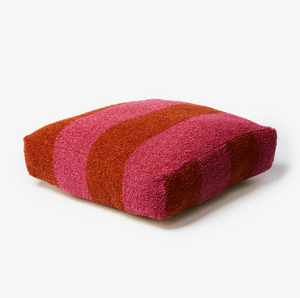 Bonnie & Neil - Boucle Wide Stripe Magenta Pouffe (LARGE)