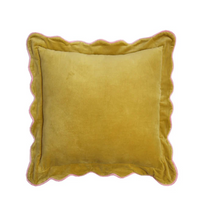 Load image into Gallery viewer, Mosey Me - Velvet Scalloped Cushion - Tawny Olive
