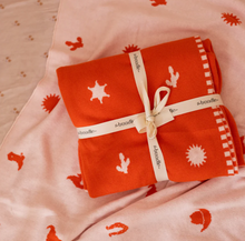 Load image into Gallery viewer, The Bundle Co - WILD WEST BLANKET - PINK/RED - 100% COTTON BABY BLANKET
