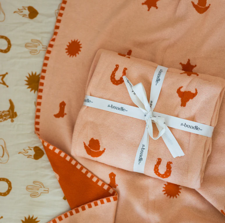The Bundle Co - WILD WEST BLANKET - ORANGE - 100% COTTON BABY BLANKET