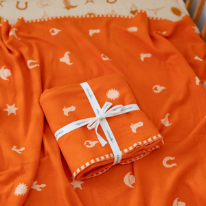 The Bundle Co - WILD WEST BLANKET - ORANGE - 100% COTTON BABY BLANKET