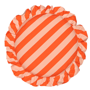 Castle - Tomato Stripe Round Ruffle Cushion