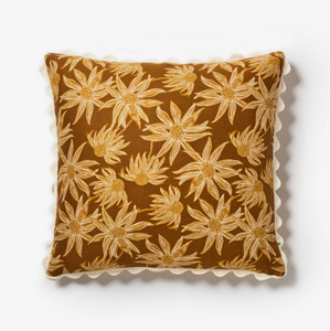 Bonnie & Neil Flannel Flower Mustard Cushion