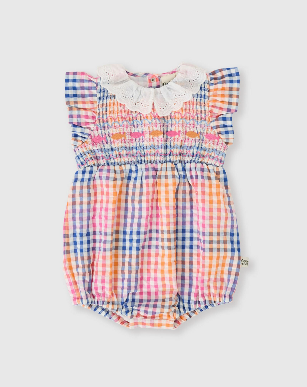 Goldie & Ace - Rainbow Gingham Lani Smoked Romper
