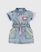 Load image into Gallery viewer, Goldie &amp; Ace - Pastel Pop Piper Denim Belted Dress
