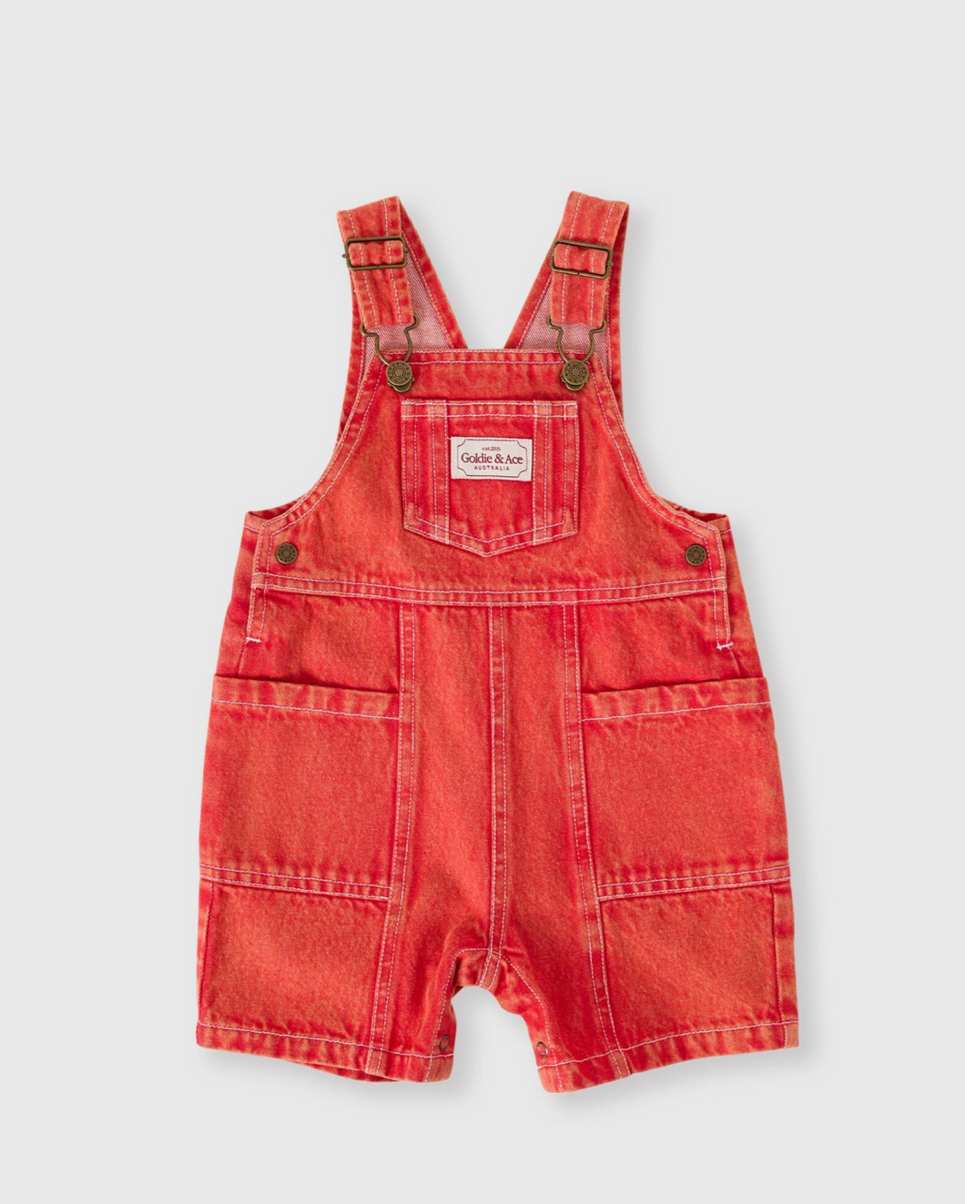 Goldie & Ace - James Vintage Wags Denim Pocket Overalls - Apple Red