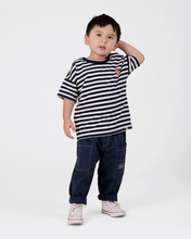 Load image into Gallery viewer, Goldie &amp; Ace - Essential Stripe Logo T-Shirt Navy
