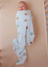 Load image into Gallery viewer, Play Linen - Retro Star Swaddle Wrap
