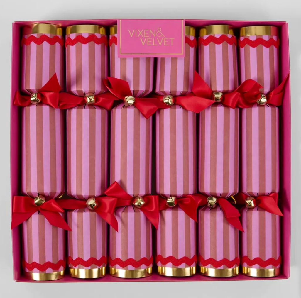 Scarlet Stripe Fuschia Crackers - Pack of 6