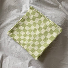Load image into Gallery viewer, Golden Child - Lime Checked Organic Cotton Baby Swaddle
