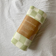 Load image into Gallery viewer, Golden Child - Lime Checked Organic Cotton Baby Swaddle
