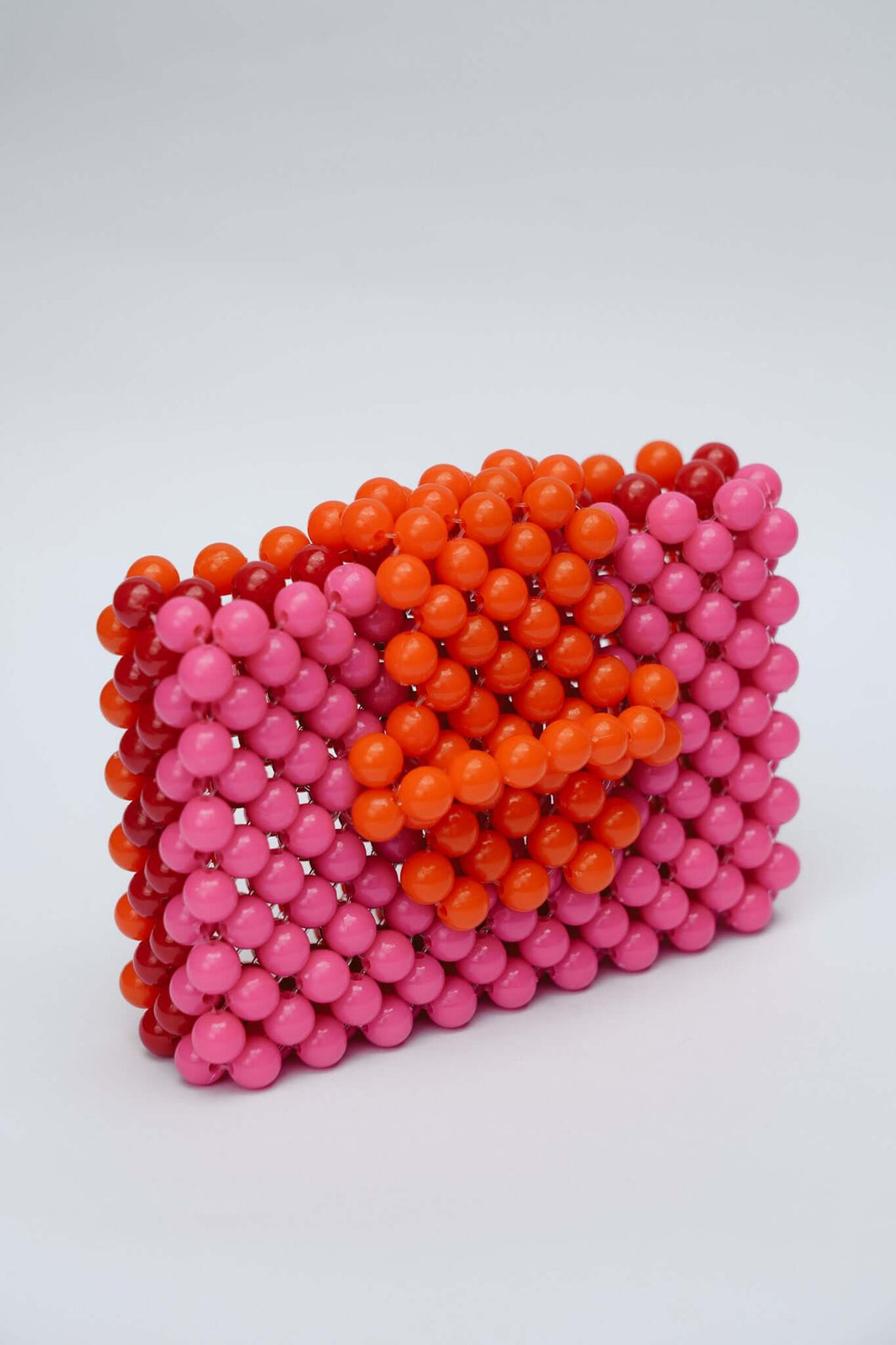 BEADED CARD PURSE - MULTI PINK