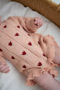 Freckles - Cotton Pointelle Knit Romper | Sherbet Tulip