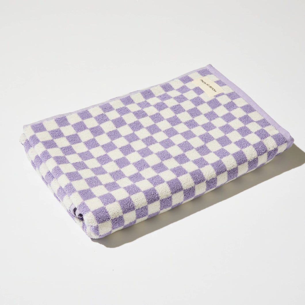 Bath Towel in Lilac Check