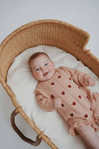 Freckles - Cotton Pointelle Knit Romper | Sherbet Tulip