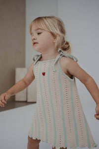 Freckles - Cotton Tie Dress | Mist Stripe